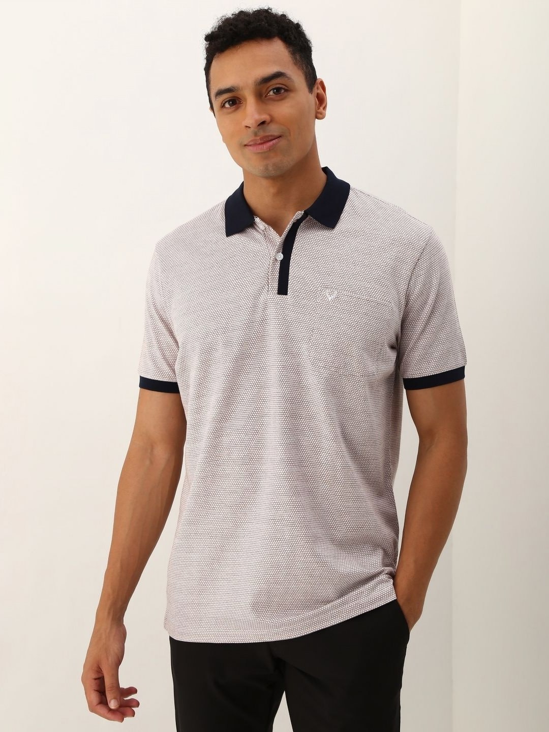 

Allen Solly Men Checked Polo Collar Pockets T-shirt, Grey