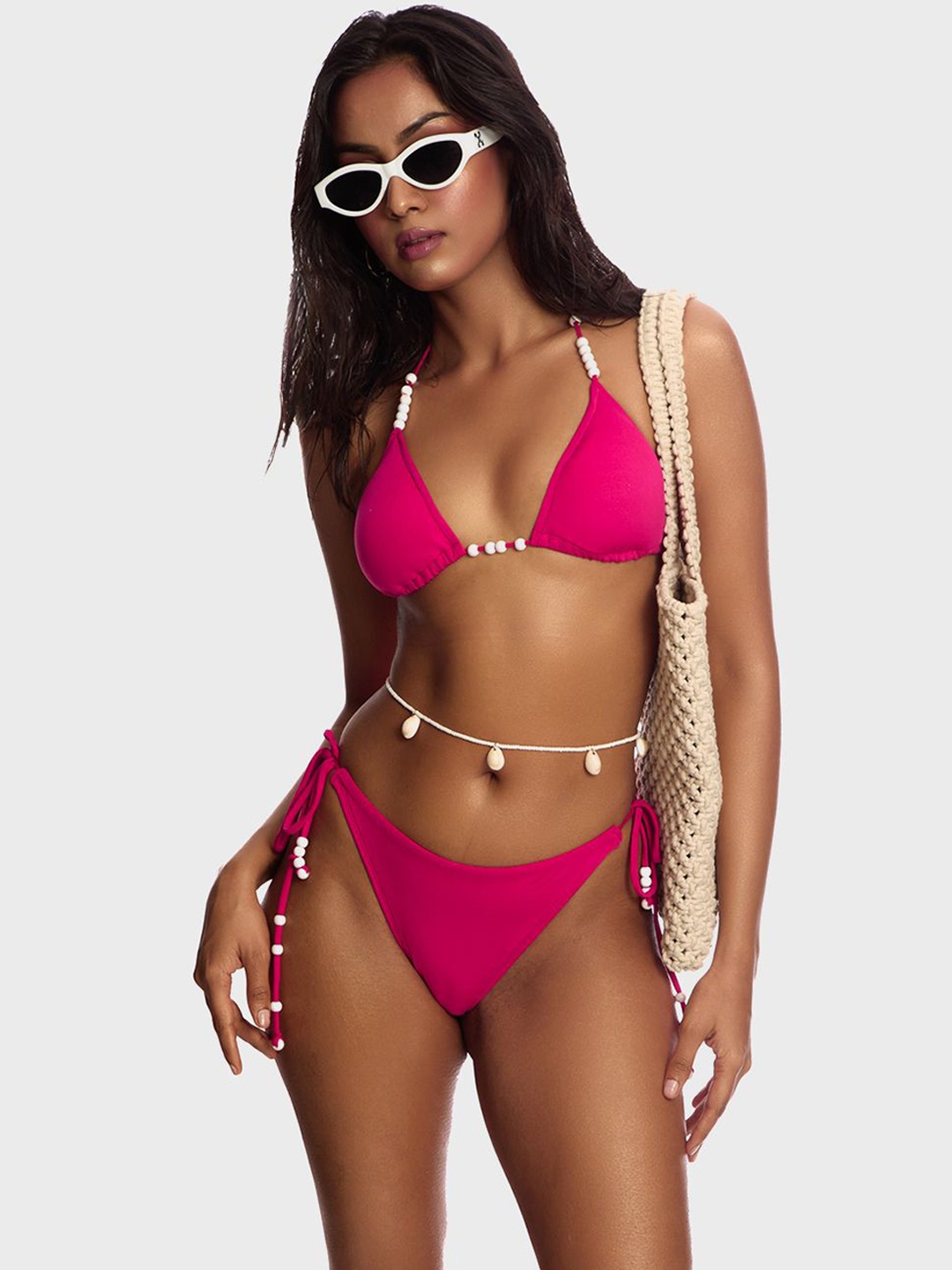 

Lemonlords Beaded Swim Bikini Top, Pink