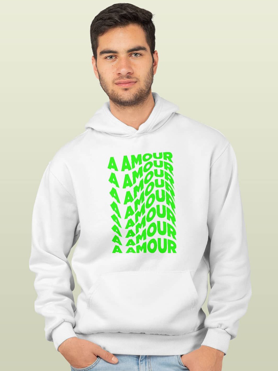 

macmerise Men Printed Hooded Sweatshirt, White