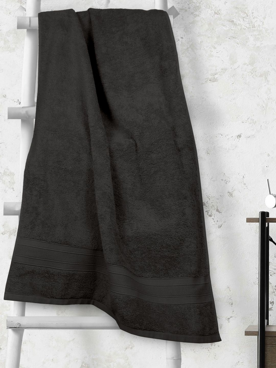 

MYTRIDENT Black Cotton 500 GSM Bath Towel