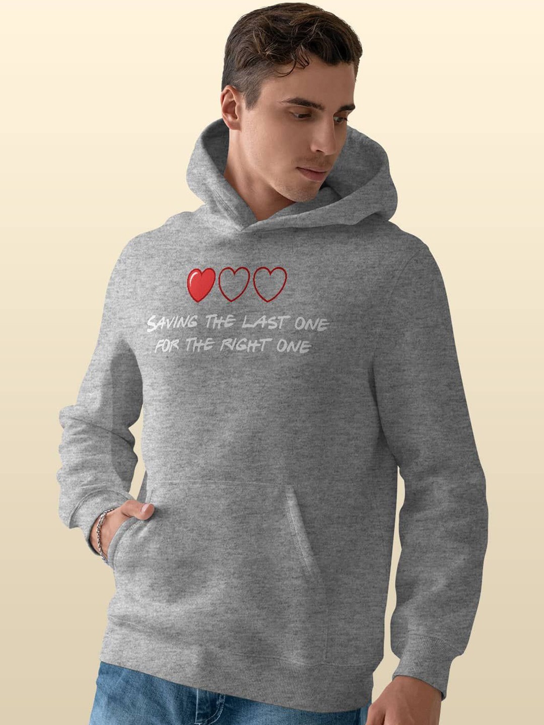

macmerise Men Printed Hooded Sweatshirt, Grey