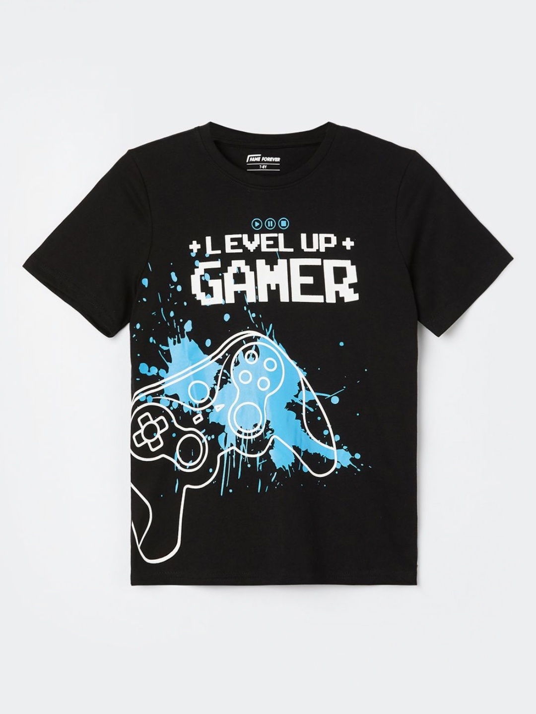 

Fame Forever by Lifestyle Boys Printed Round Neck Cotton T-shirt, Black