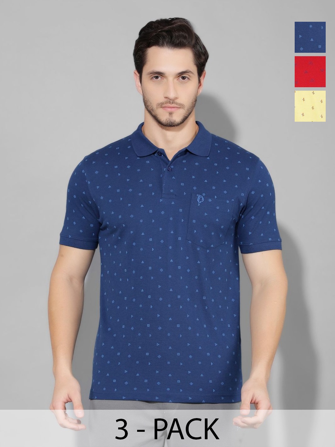 

Dollar Men 3 Printed Polo Collar Pockets T-shirt, Assorted