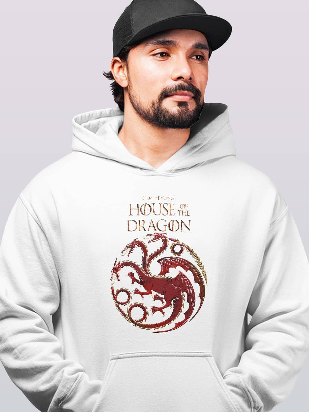 

macmerise Men Printed Hooded Sweatshirt, White