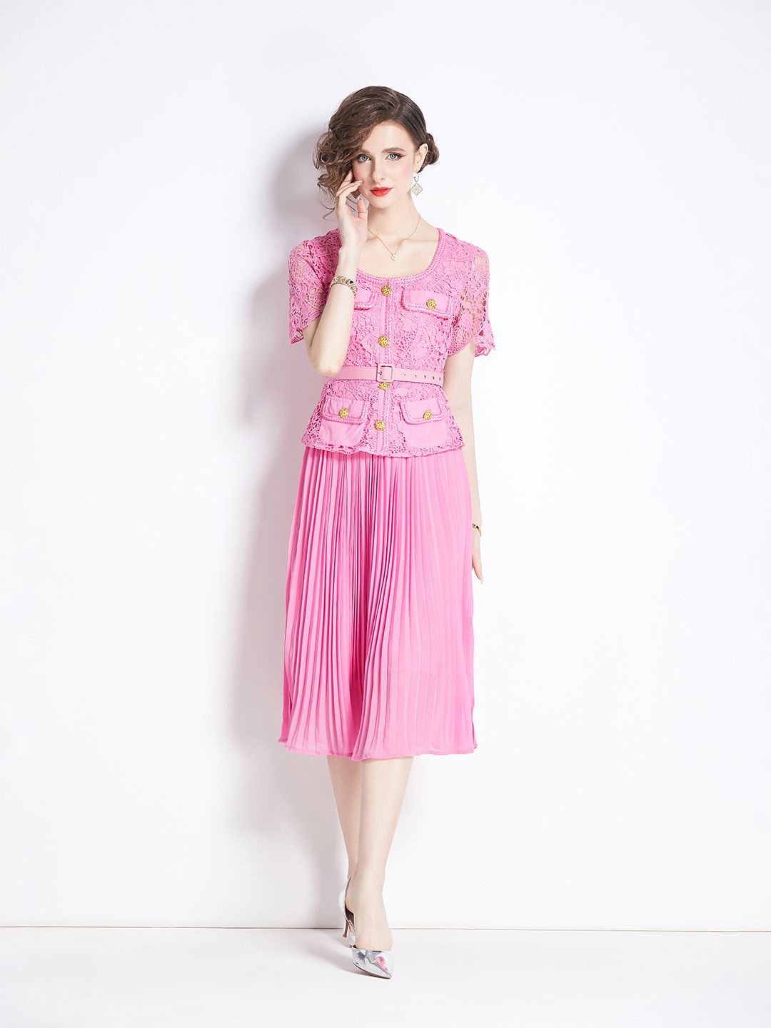

JC Collection Women Top and Skirts Co-Ords, Pink