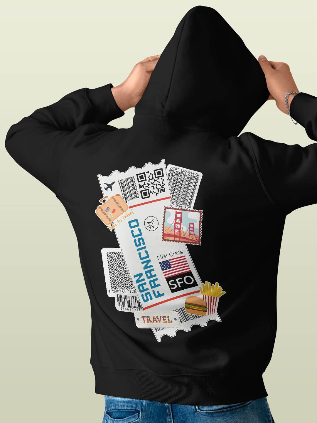 

macmerise Men Printed Hooded Sweatshirt, Black