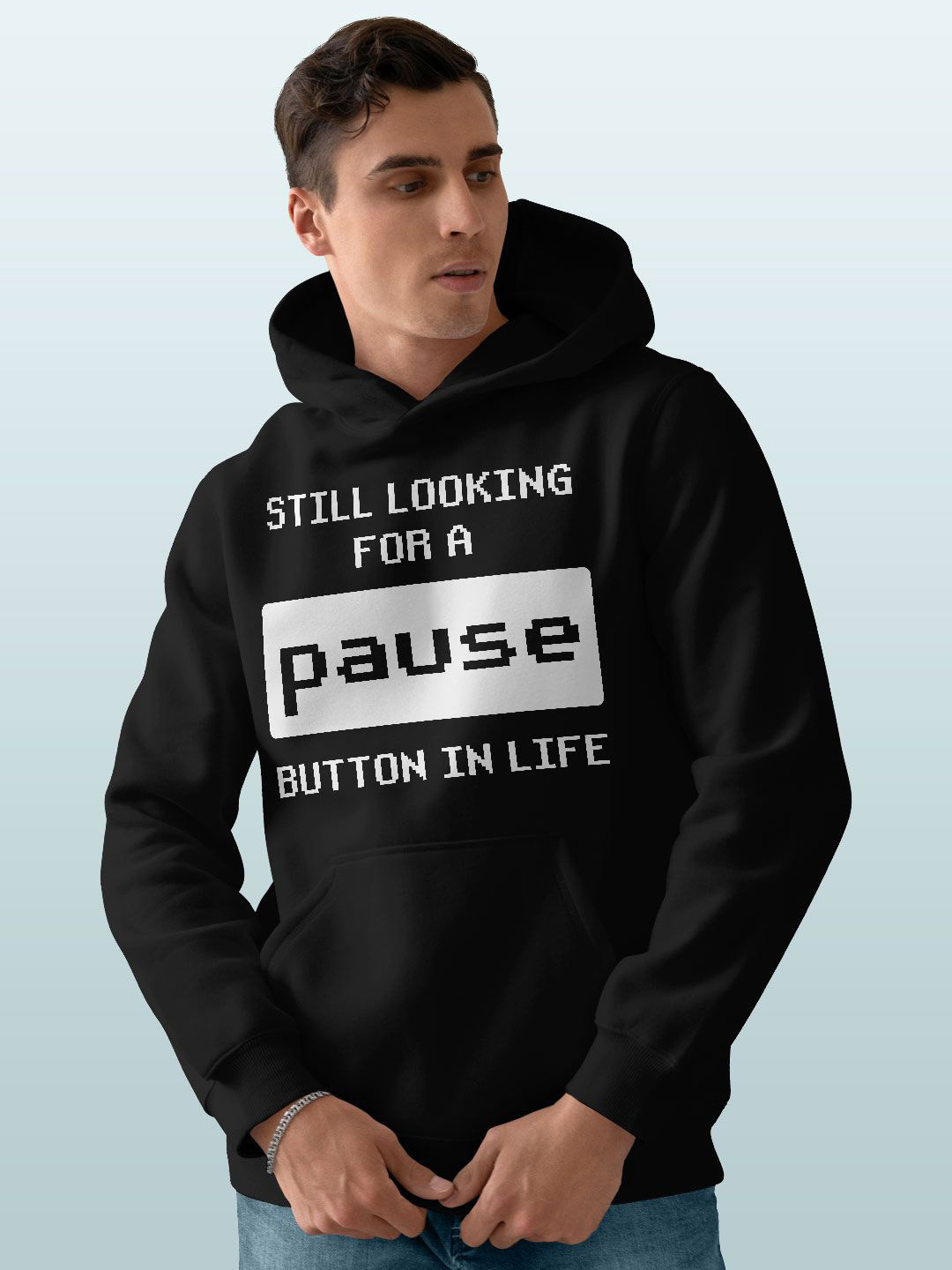 

macmerise Men Printed Hooded Sweatshirt, Black