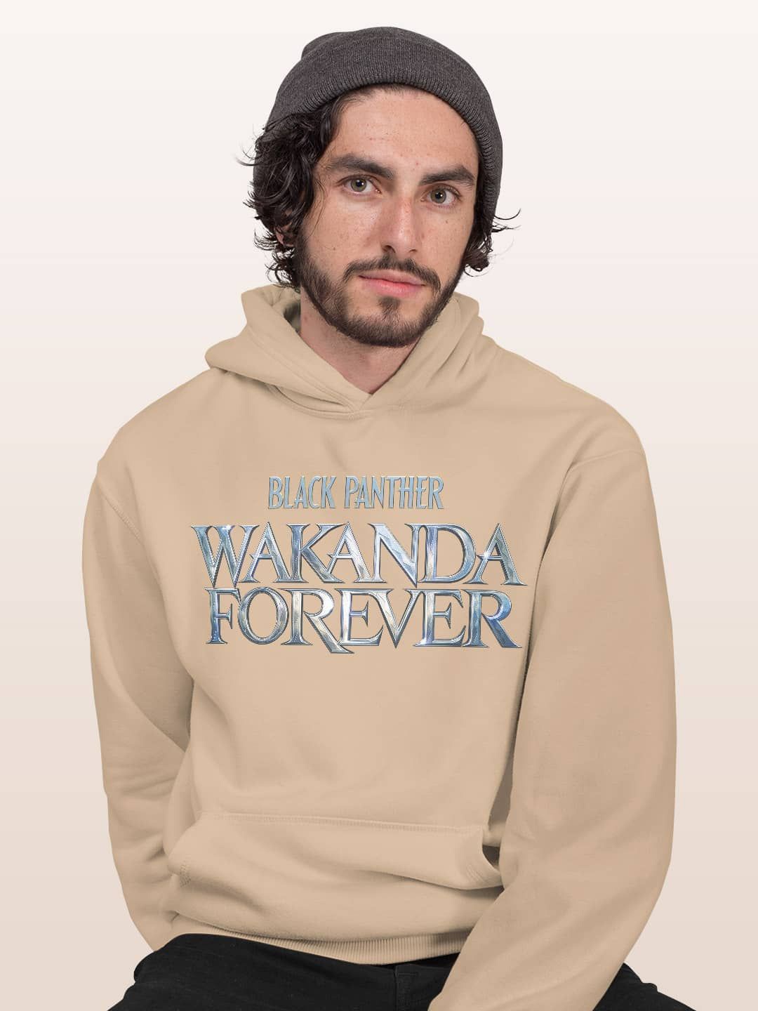 

macmerise Men Printed Hooded Sweatshirt, Beige