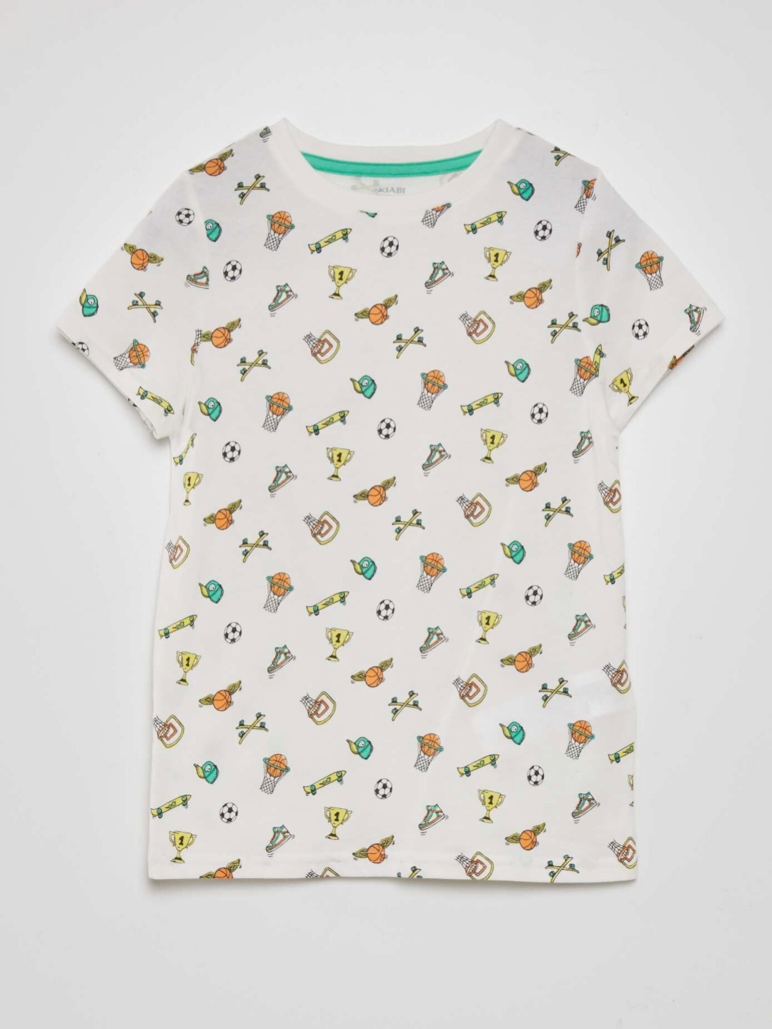 

KIABI Boys Conversational Printed Pure Cotton T-shirt, Beige