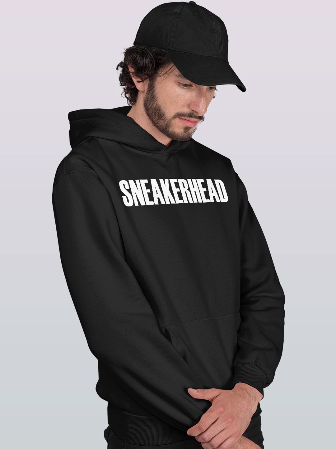 

macmerise Men Printed Hooded Sweatshirt, Black