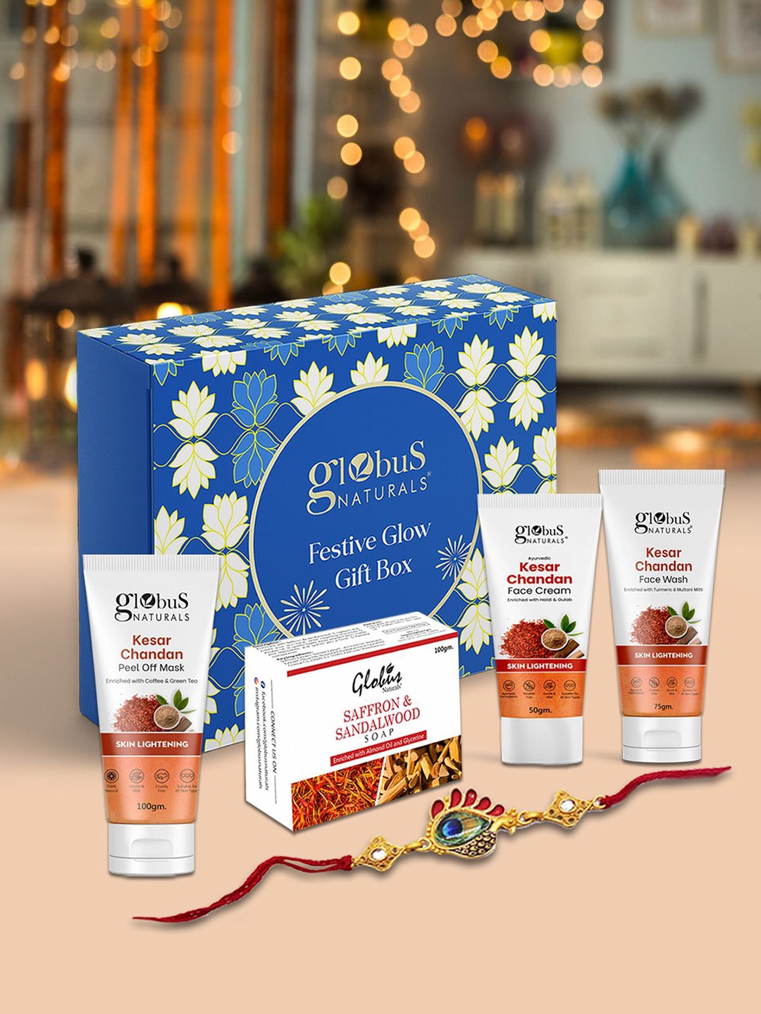 

Globus naturals Set Of 4 Skin Care Kesar Chandan Gift Box, Multi