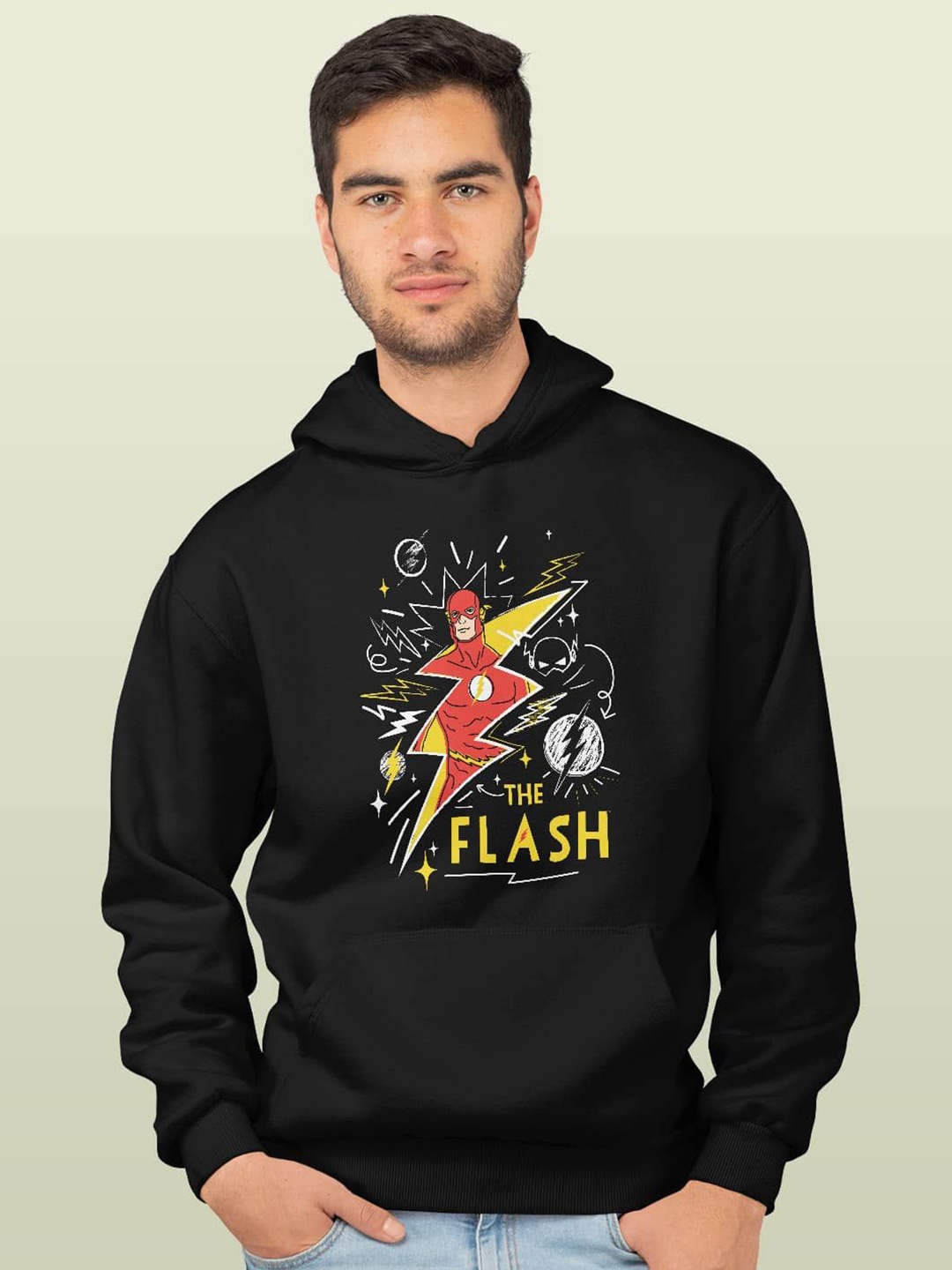 

macmerise Men Printed Hooded Sweatshirt, Black