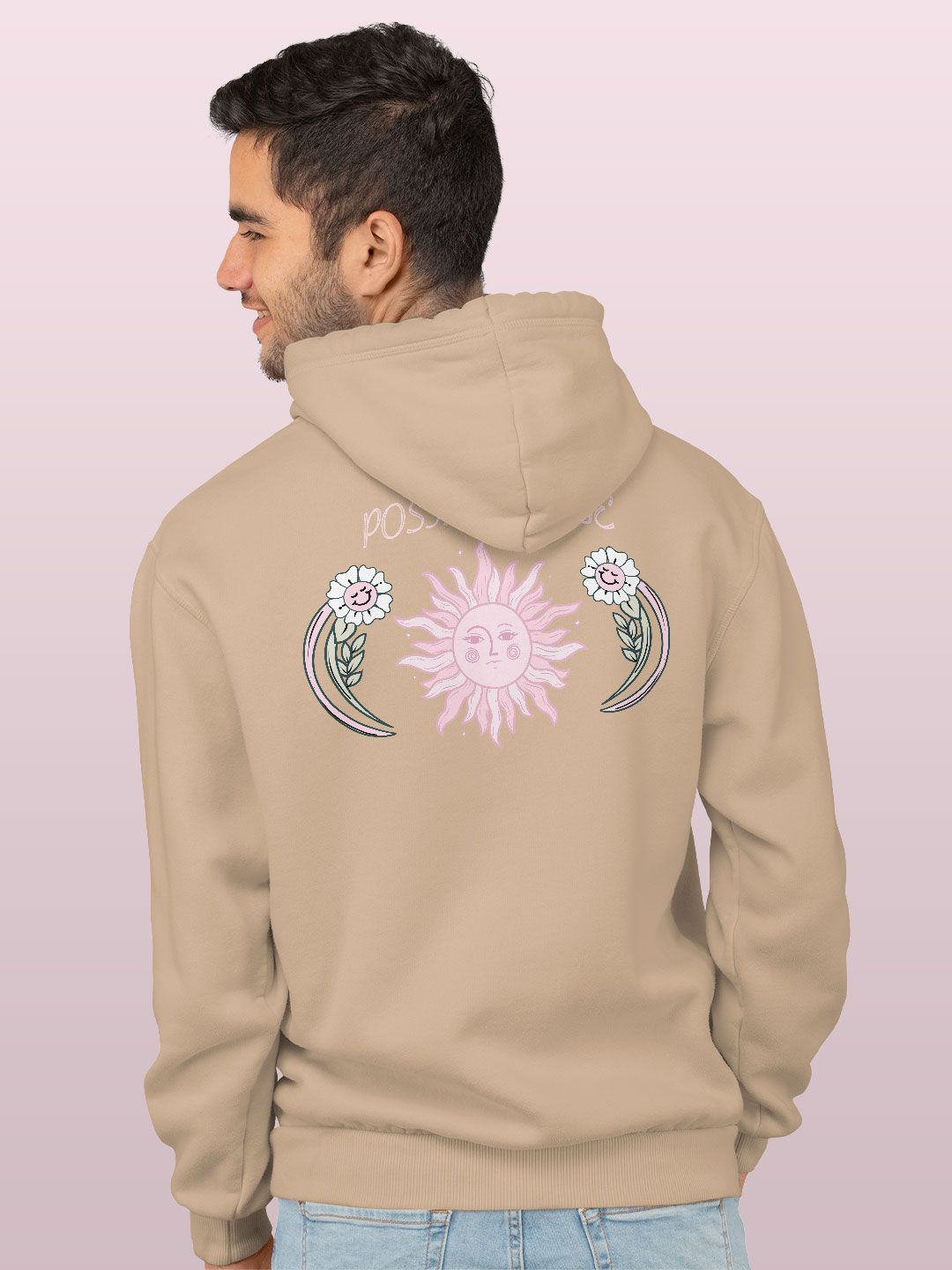 

macmerise Men Printed Hooded Sweatshirt, Beige