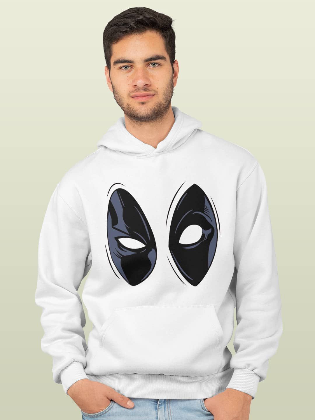 

macmerise Men Printed Hooded Sweatshirt, White