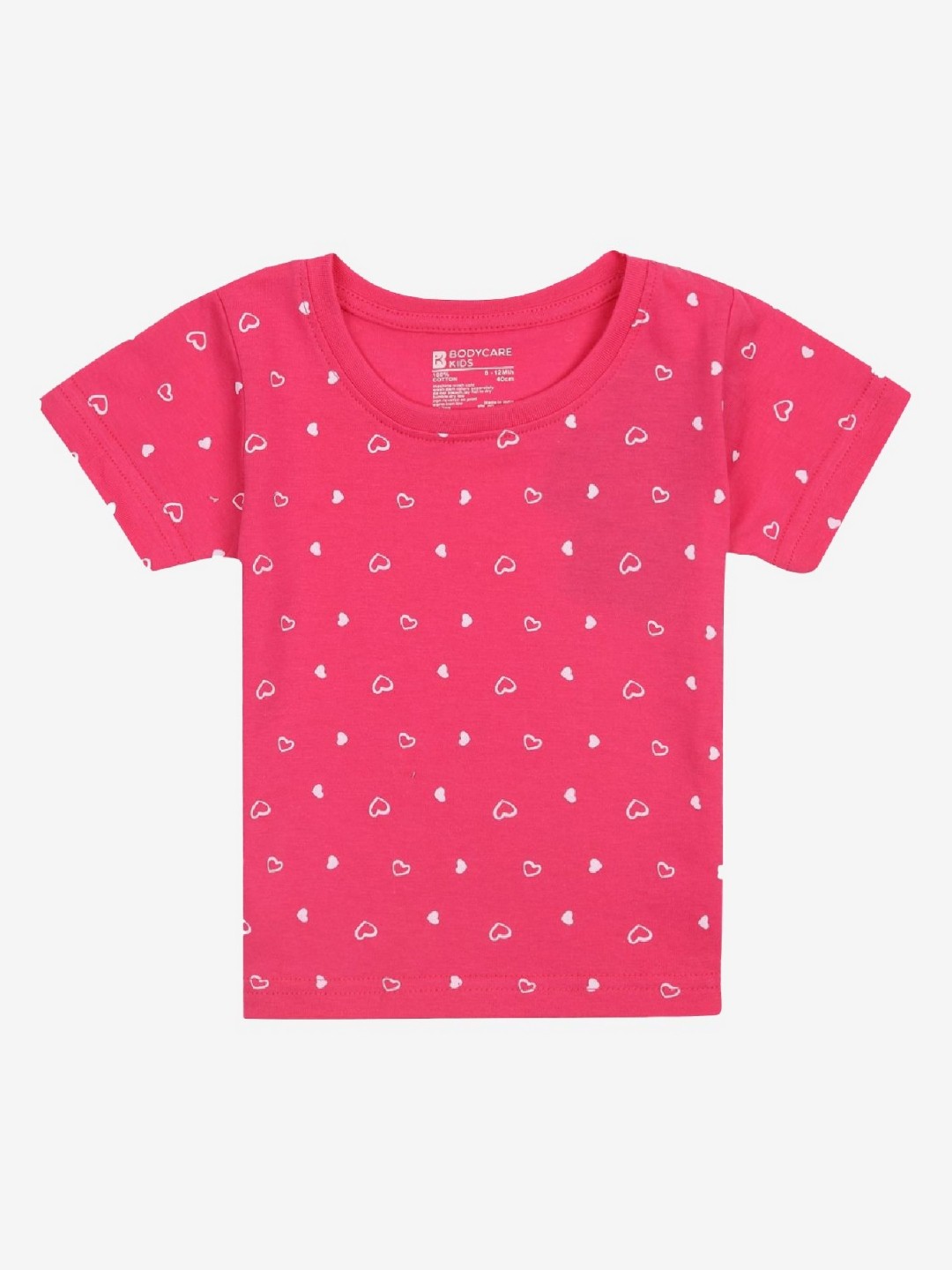

Bodycare Girls 2 Printed V-Neck Pockets T-shirt, Fuchsia