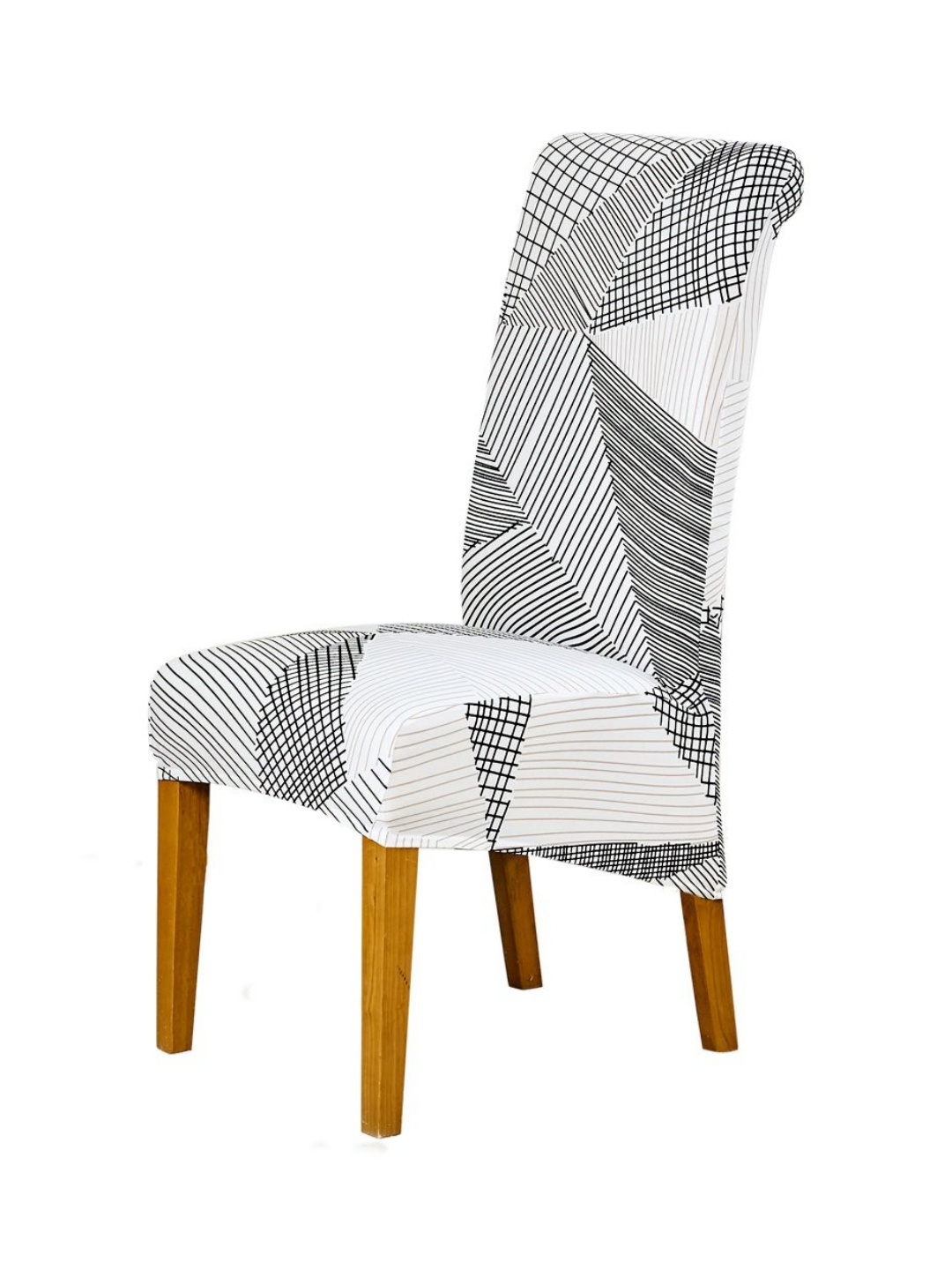 

HOKIPO White & Black Printed 140 GSM Stretchable Chair Cover