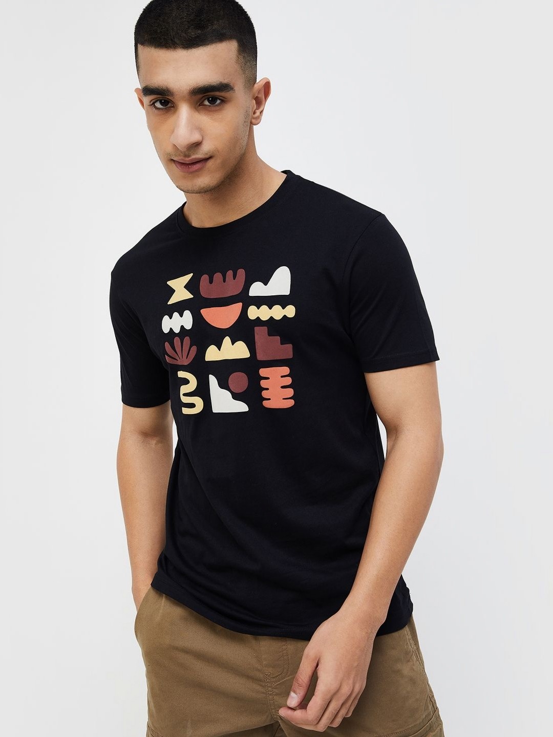 

Fame Forever by Lifestyle Men Graphic Printed Round Neck Cotton T-shirt, Black