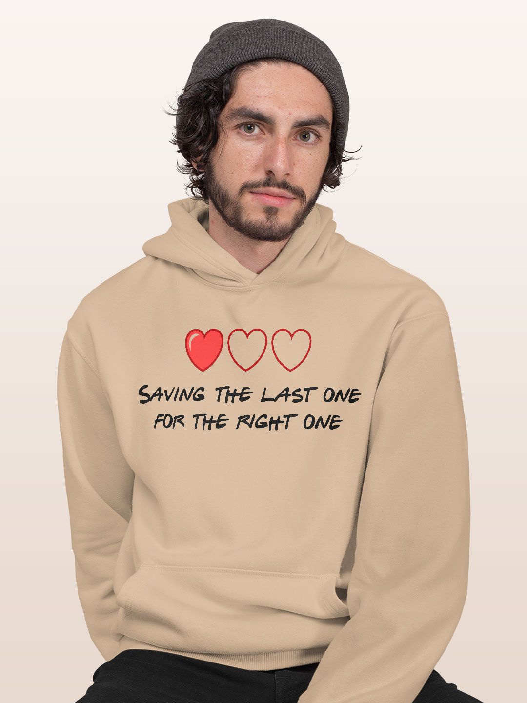 

macmerise Men Printed Hooded Sweatshirt, Beige