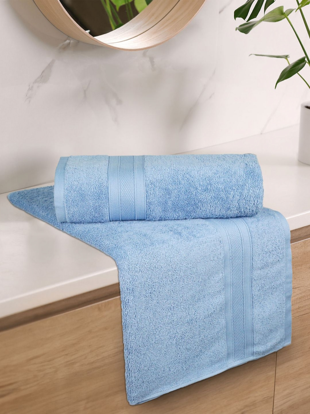 

MYTRIDENT Turquoise Blue 2 Pieces Cotton 500 GSM Bath Towel