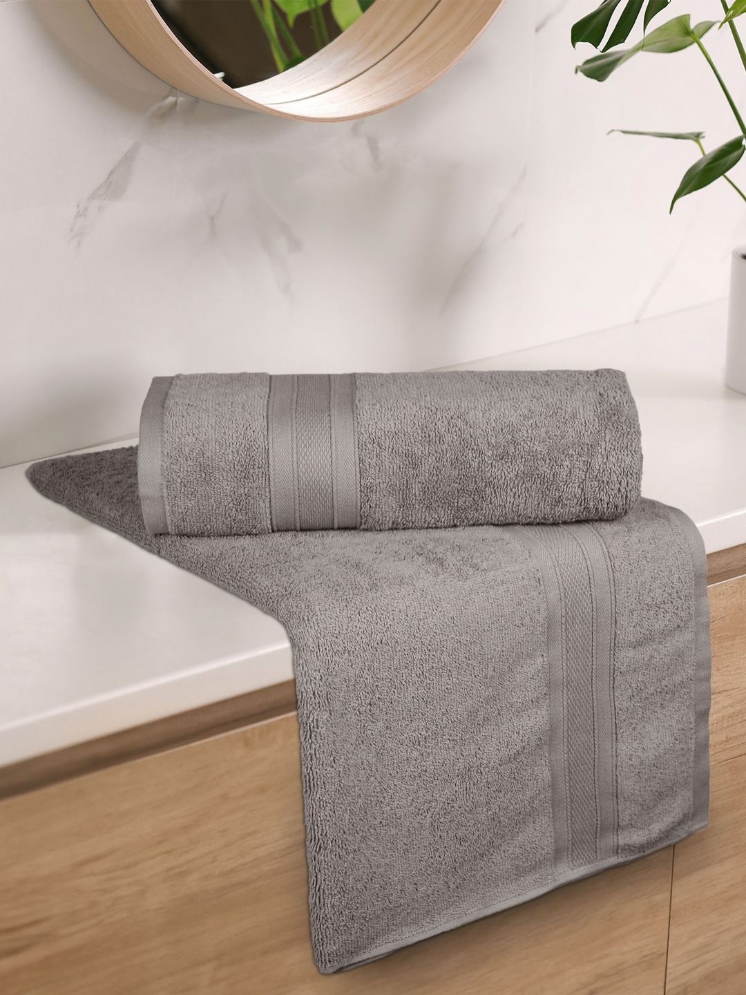 

MYTRIDENT Charcoal 2 Pieces Cotton 500 GSM Bath Towel