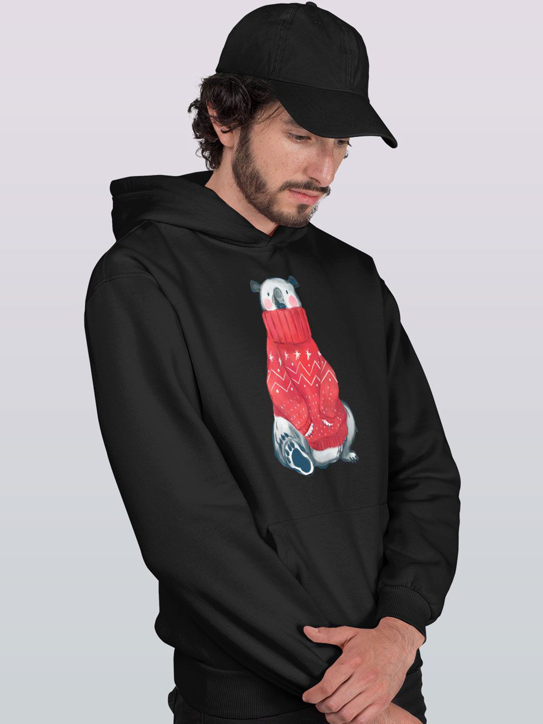 

macmerise Men Printed Hooded Sweatshirt, Black