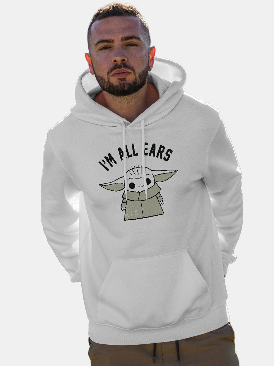 

macmerise Men Printed Hooded Sweatshirt, White
