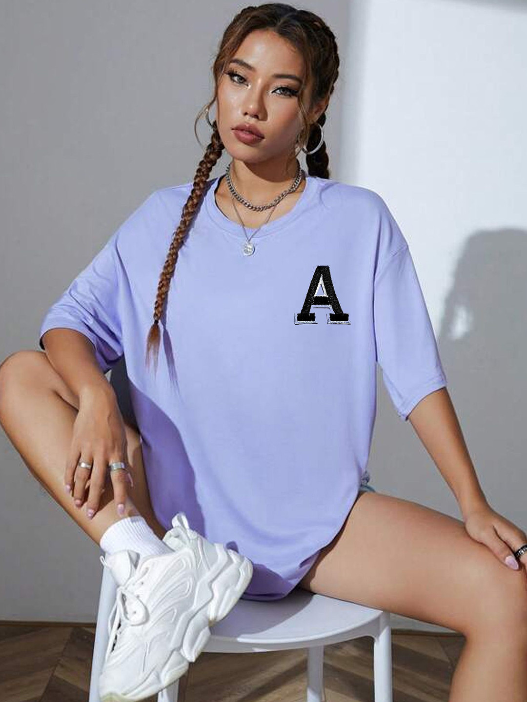 

TABADTOD Women Round Neck Oversized T-shirt, Purple