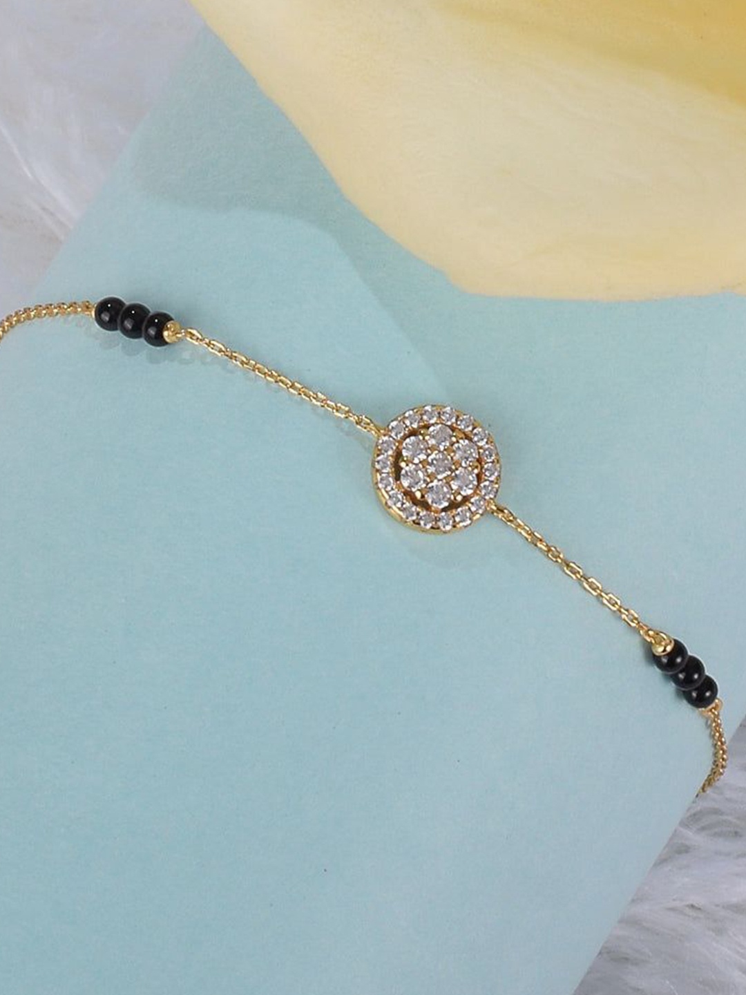 

PALMONAS Gold-Plated Cubic Zirconia Studded Wraparound Bracelet