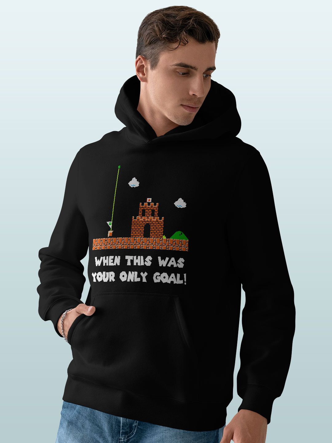 

macmerise Men Printed Hooded Sweatshirt, Black