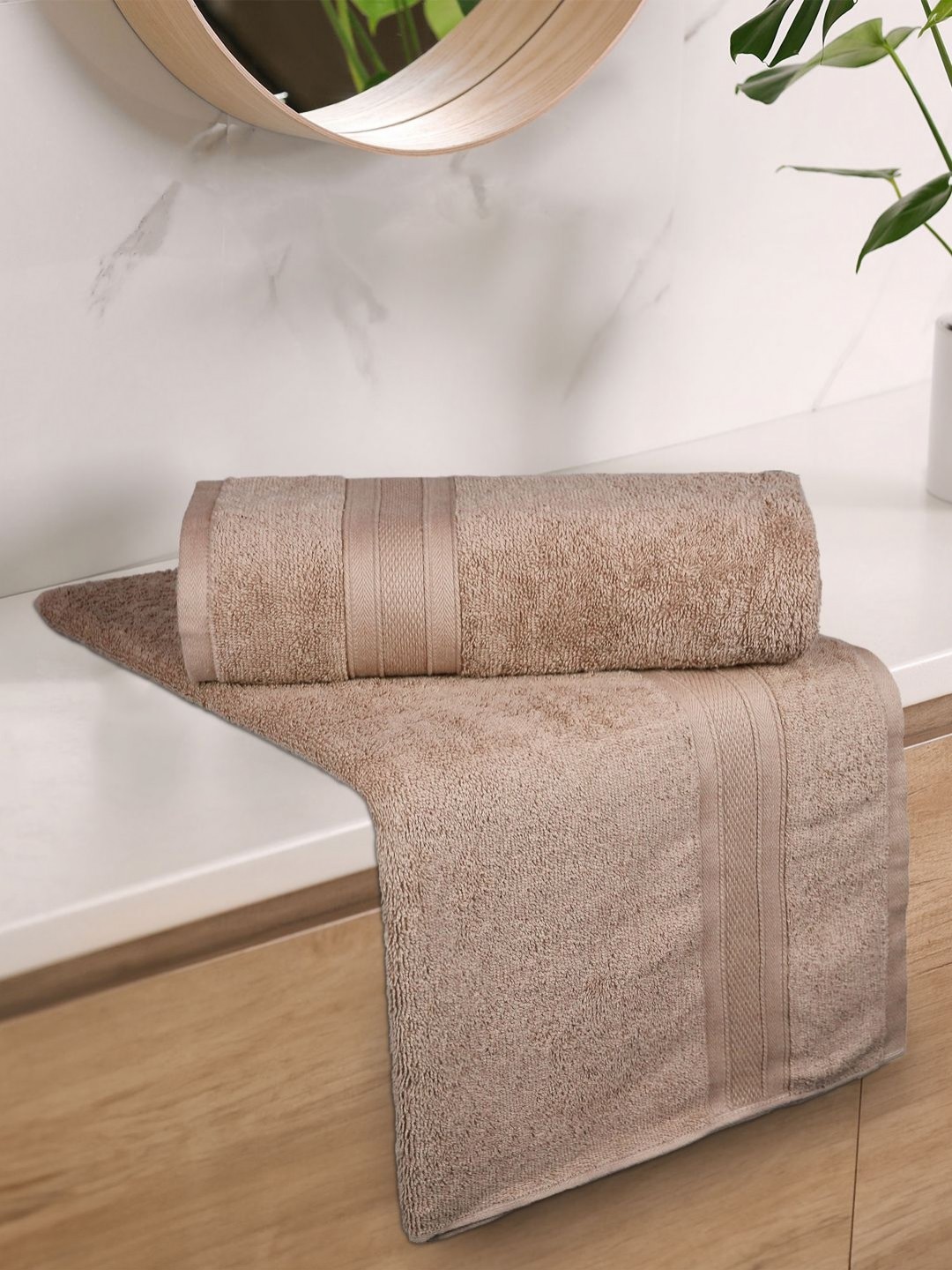 

MYTRIDENT Brown 2 Pieces Cotton 500 GSM Bath Towel