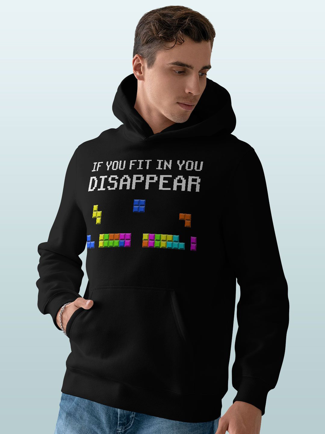 

macmerise Men Printed Hooded Sweatshirt, Black