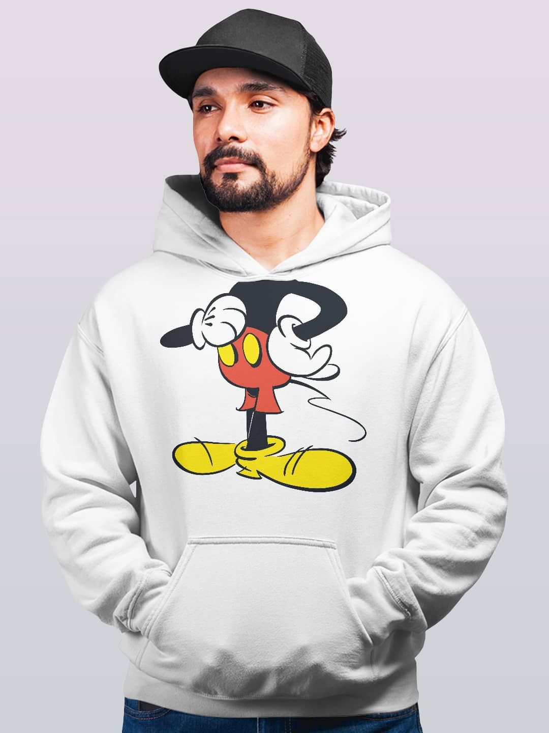 

macmerise Men Printed Hooded Sweatshirt, White