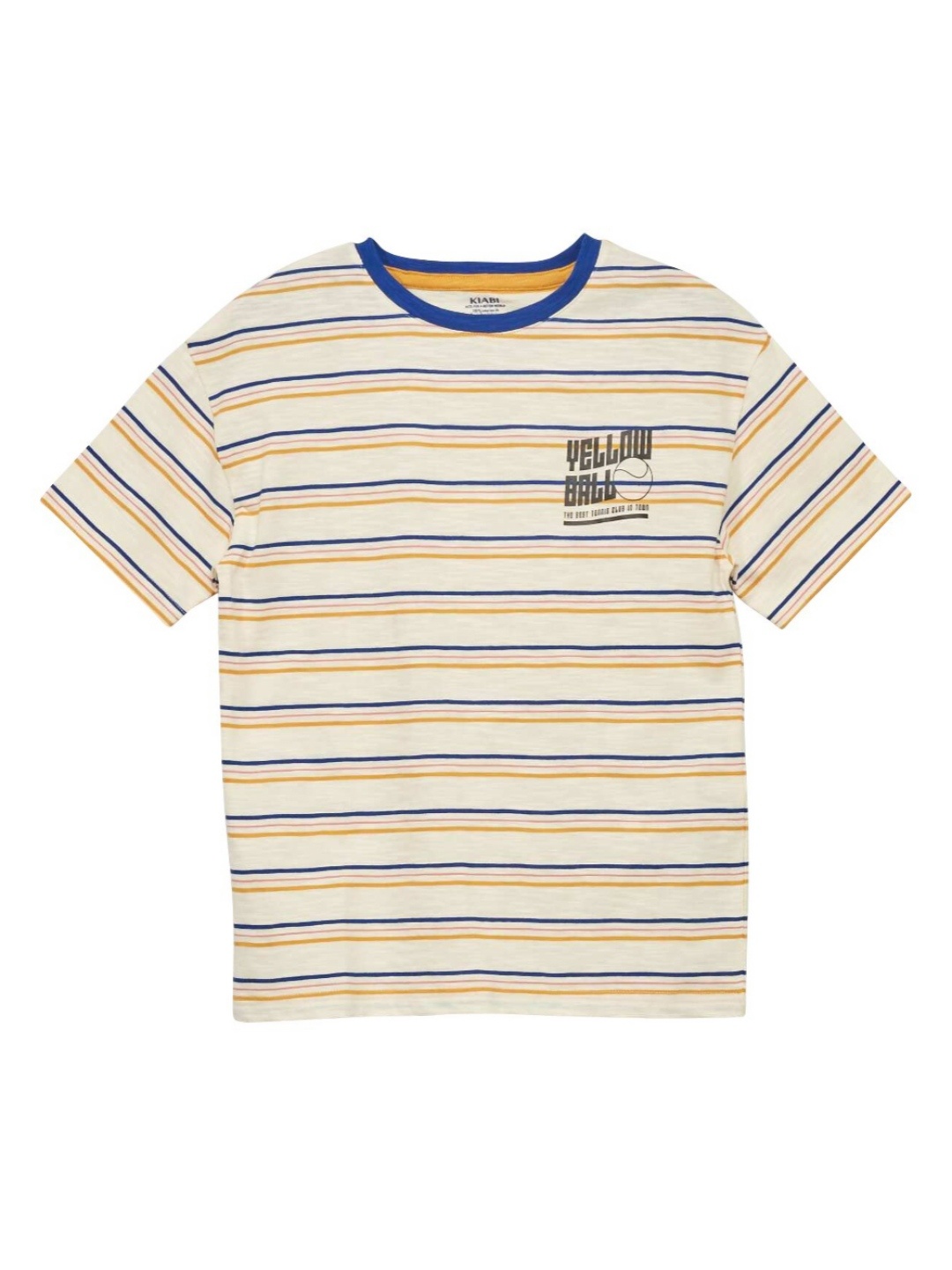 

KIABI Boys Striped Round Neck Cotton T-Shirt, Beige