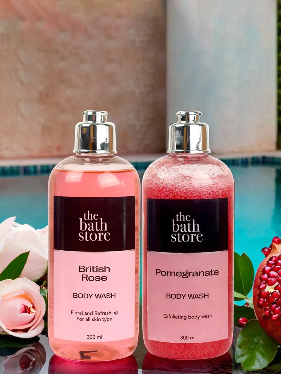 

The Bath Store Pomegranate & British Rose Set Of 2 Body Wash-300ml Each, Pink