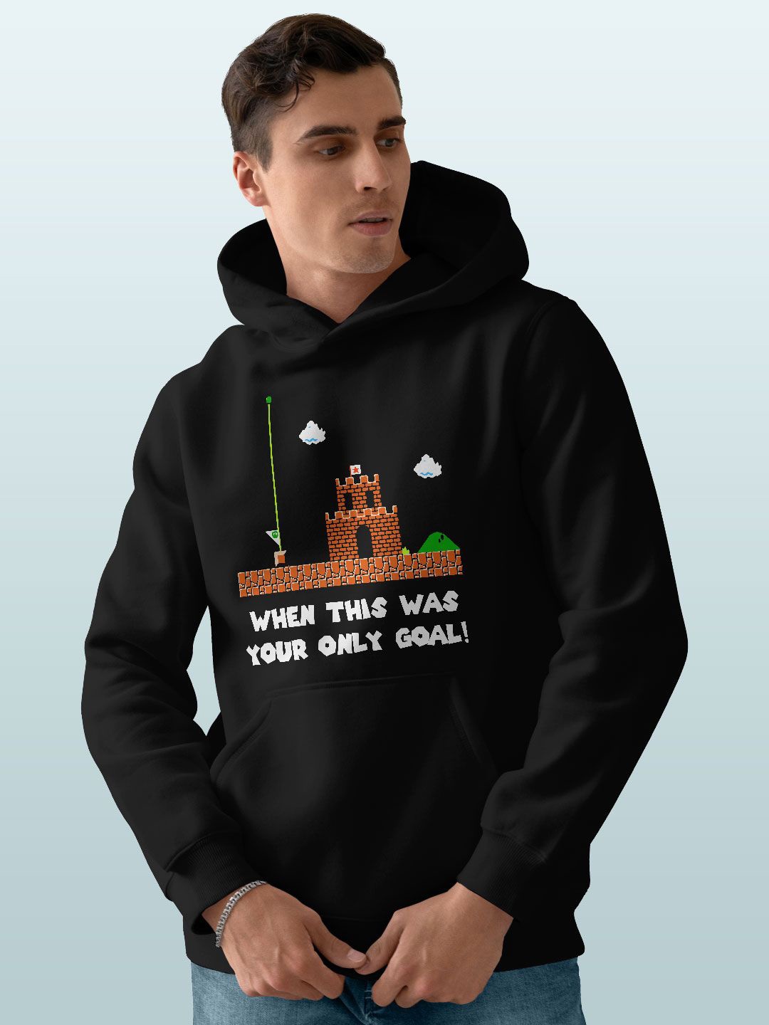 

macmerise Men Printed Hooded Sweatshirt, Black