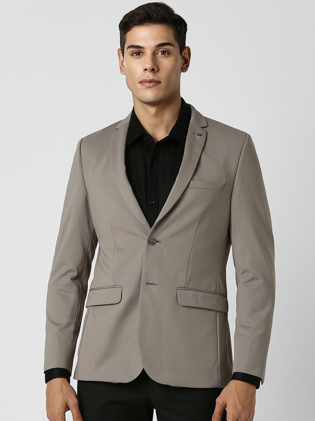 

Van Heusen Self Design Ultra Slim-Fit Single-Breasted Formal Blazer, Grey