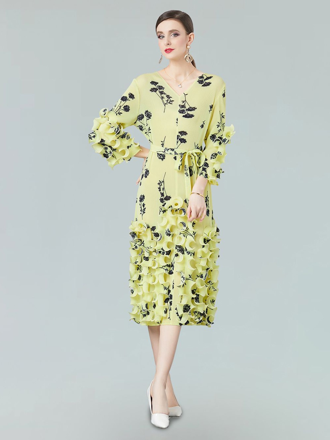 

JC Collection Floral Printed Fit and Flare Midi Dress, Green