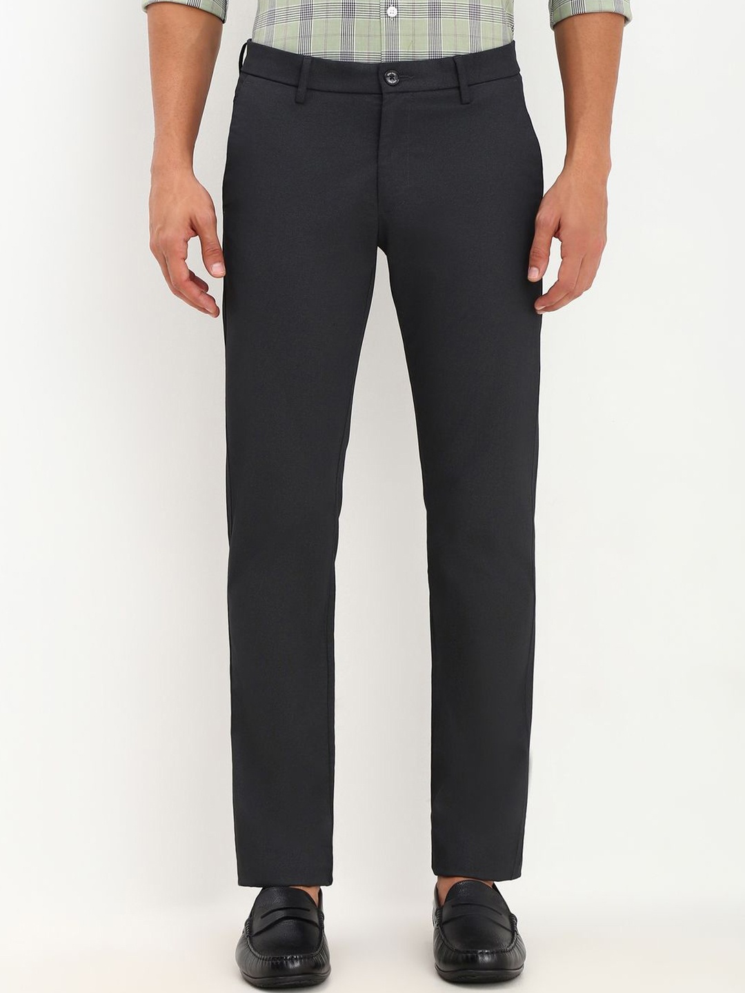 

Allen Solly Men Textured Slim Fit Trousers, Grey
