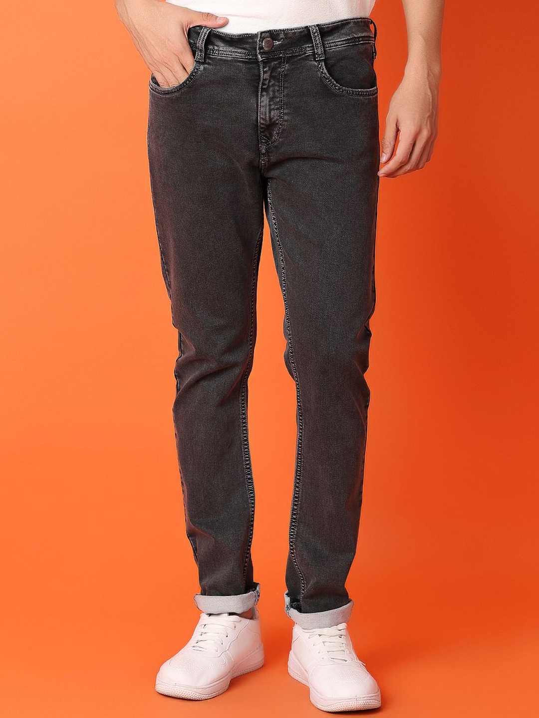 

V-Mart Men Slim Fit Stretchable Jeans, Charcoal