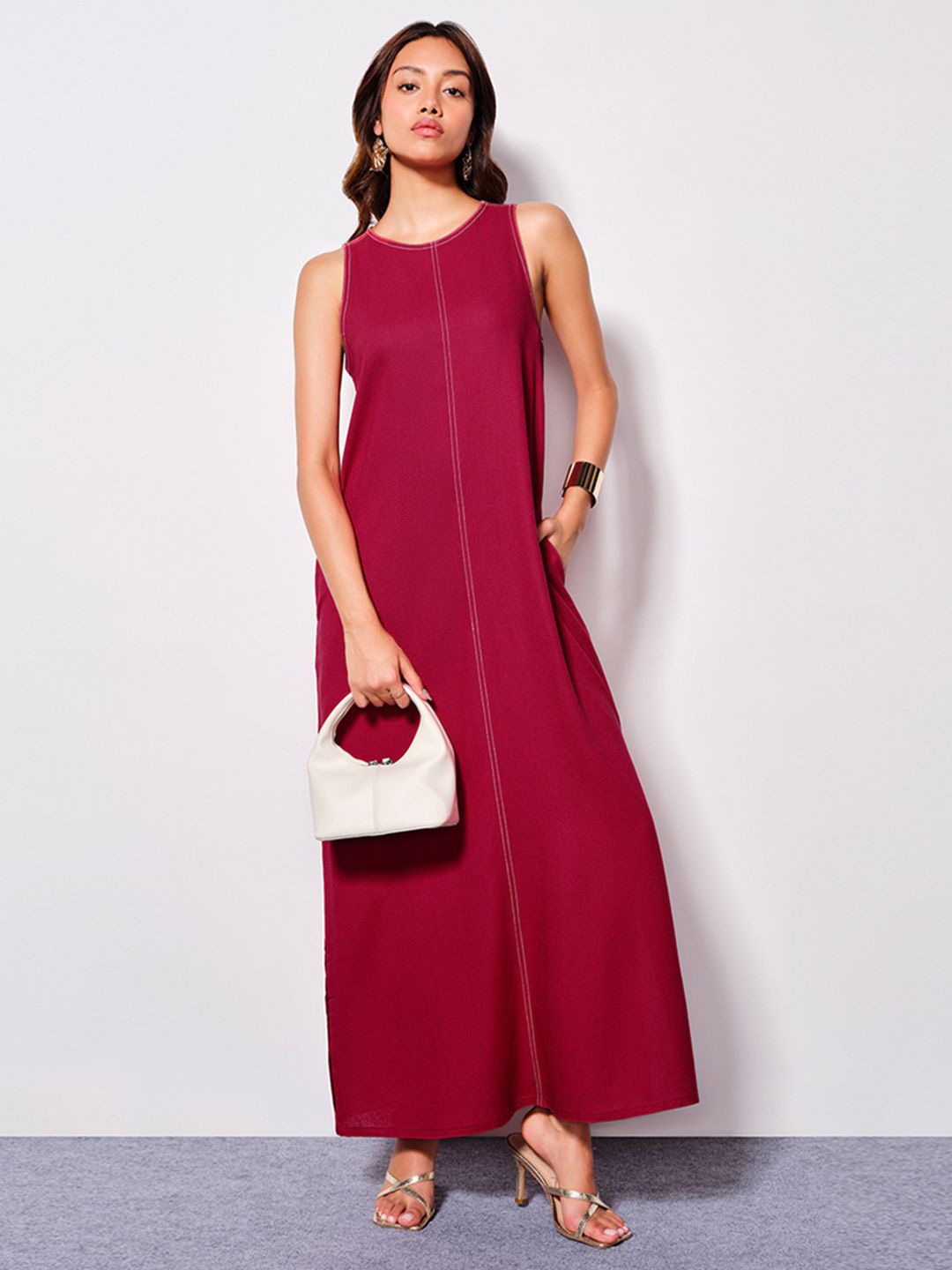 

AND Women Sleeveless A-Line Maxi Dress, Maroon