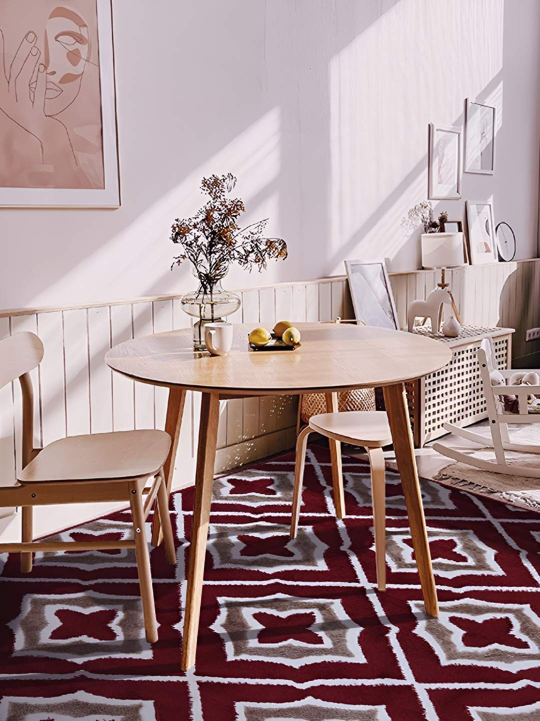 

Sapana Carpet-Mats Maroon & White Geometric Rectangular Carpet