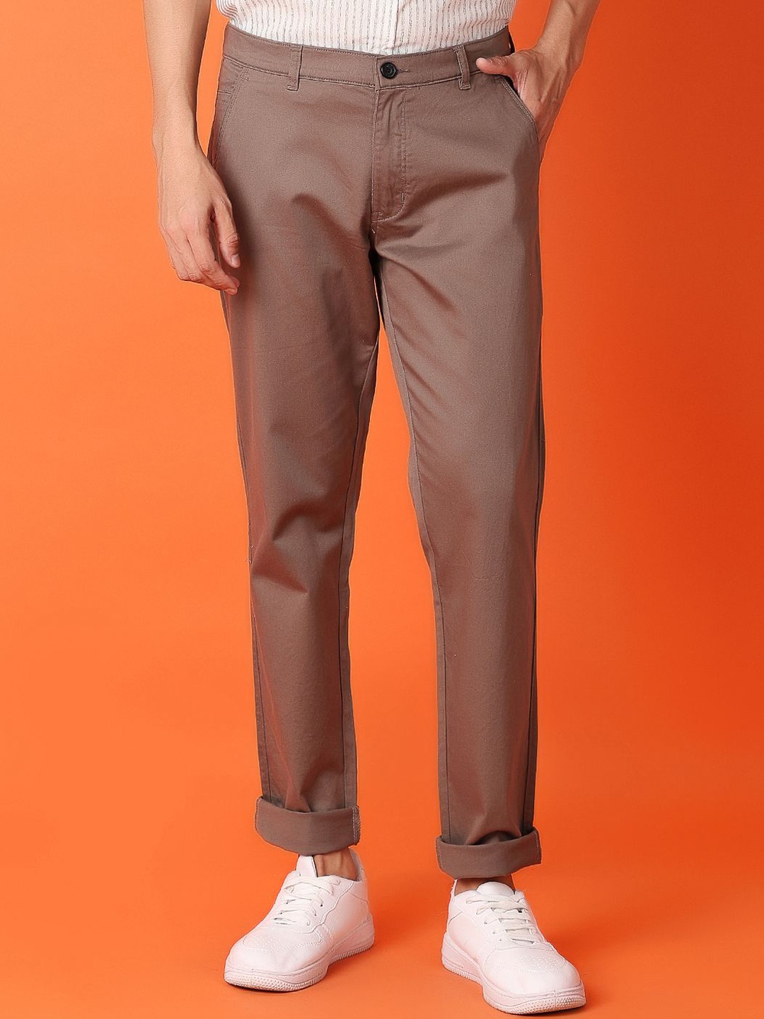 

V-Mart Men Mid-Rise Regular Fit Chinos Trousers, Rust