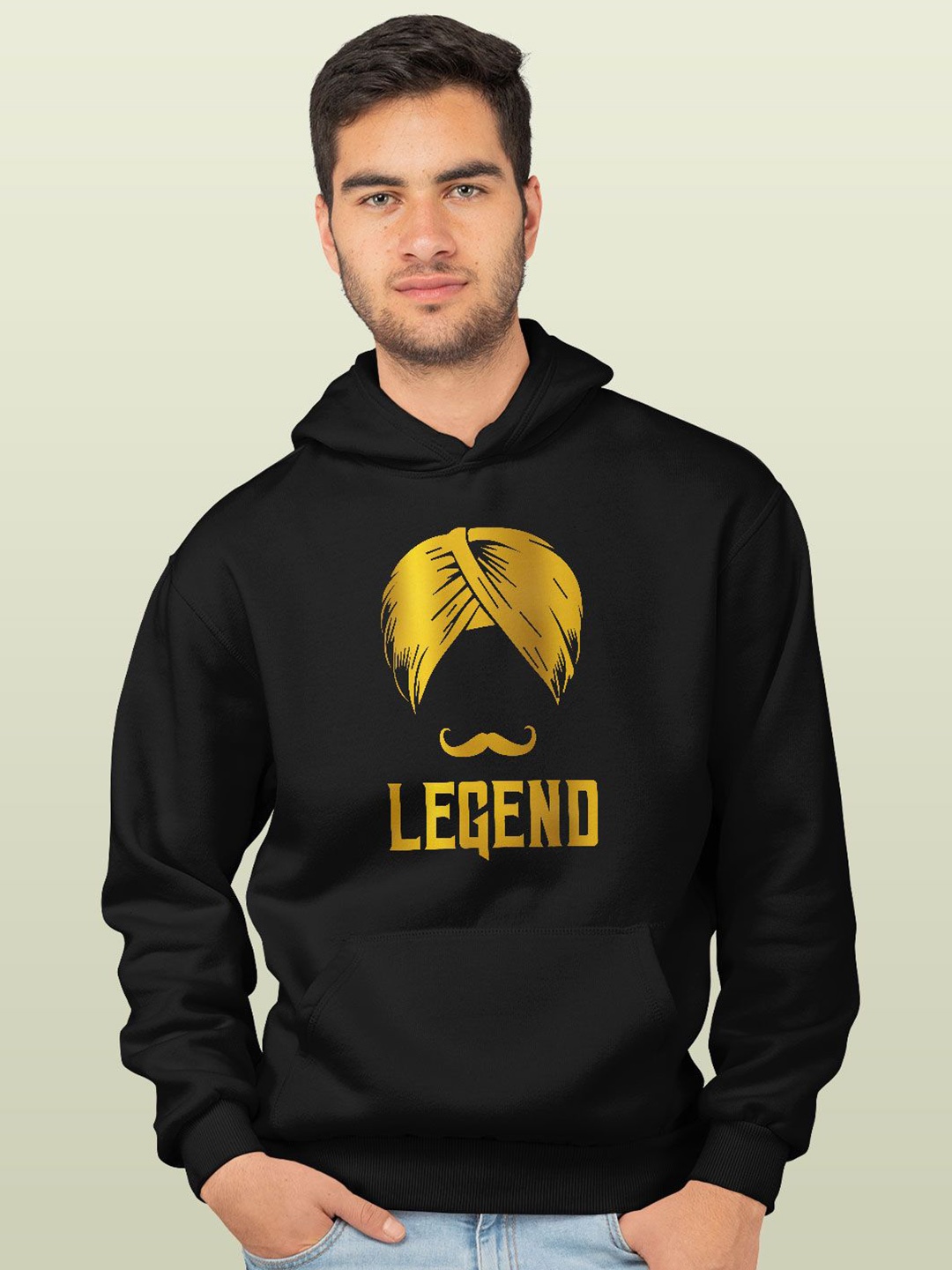 

macmerise Men Printed Hooded Sweatshirt, Black