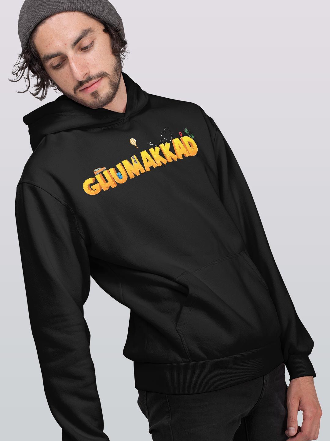 

macmerise Men Hooded Sweatshirt, Black