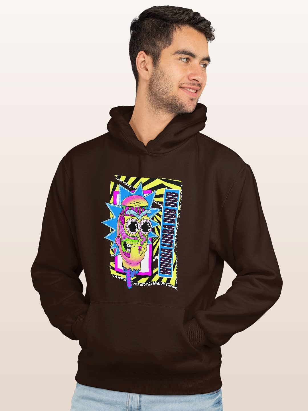 

macmerise Men Printed Hooded Sweatshirt, Brown