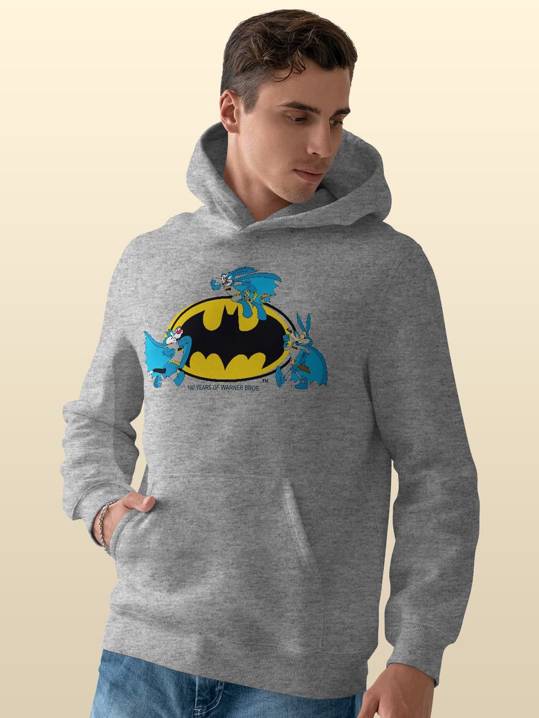 

macmerise Men Printed Hooded Sweatshirt, Grey