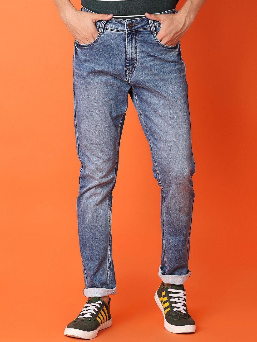

V-Mart Men Slim Fit Heavy Fade Stretchable Jeans, Blue