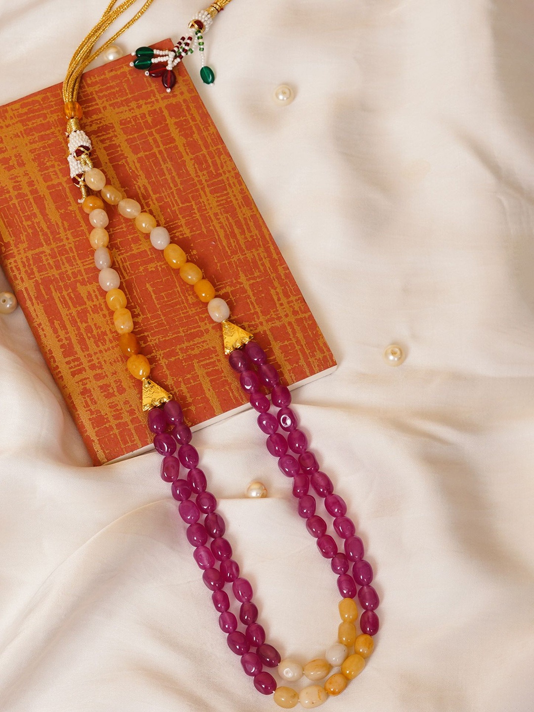 

Unnati Silks Amravati Oval Beaded Layered Necklace, Cream