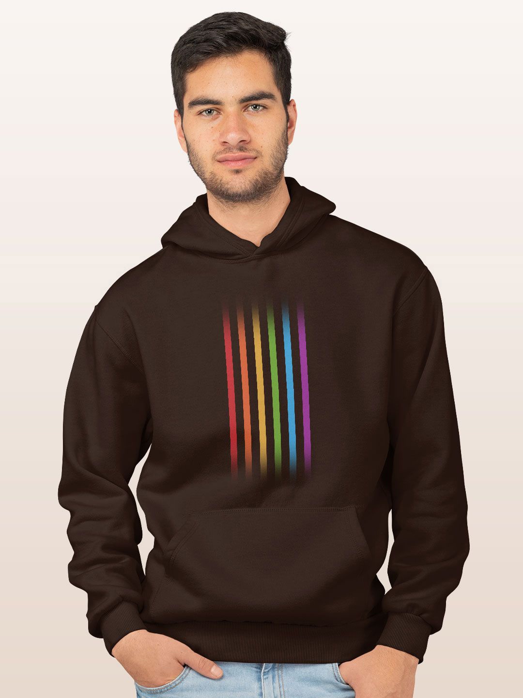 

macmerise Men Printed Hooded Sweatshirt, Brown