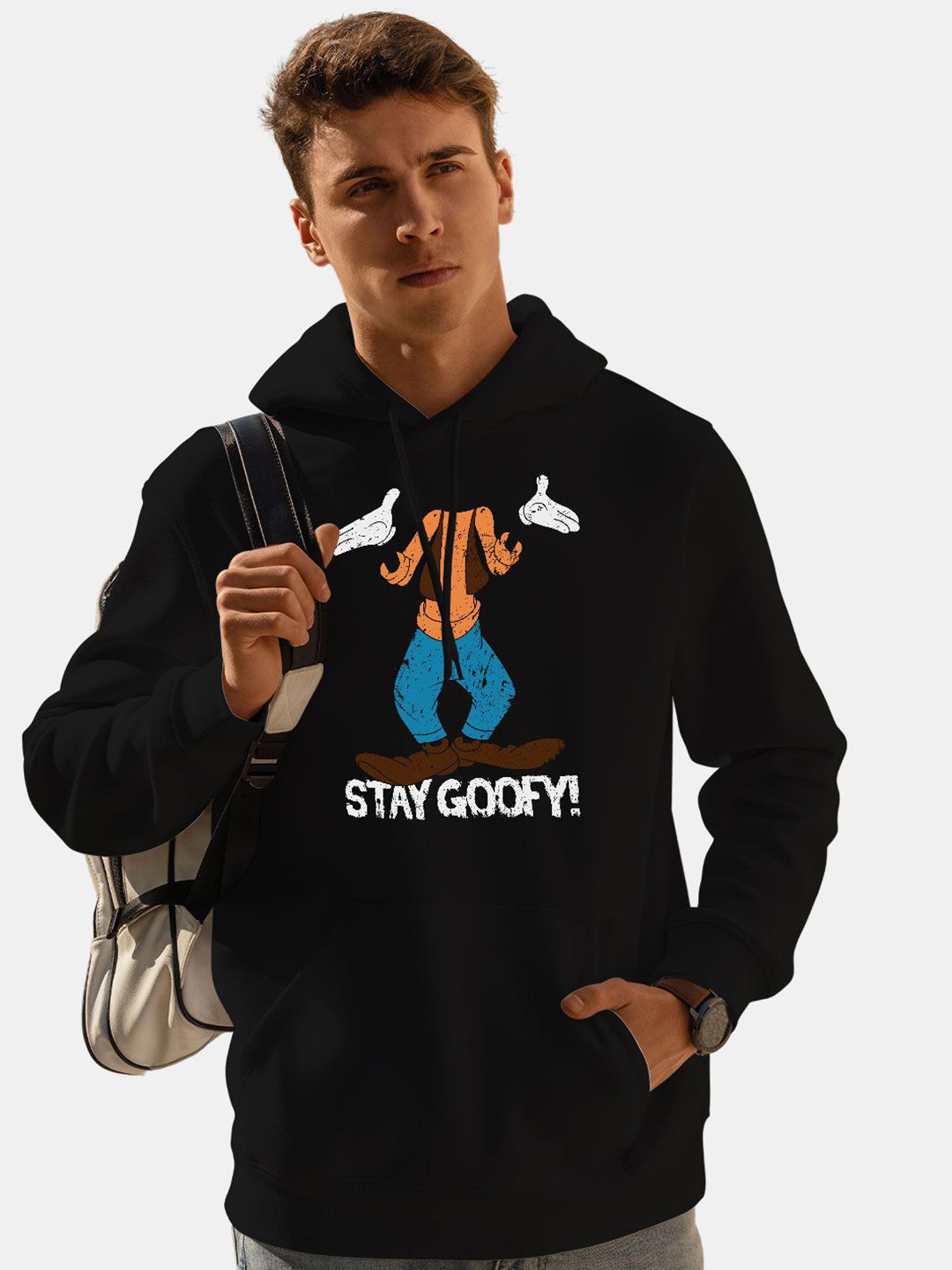 

macmerise Men Printed Hooded Sweatshirt, Black